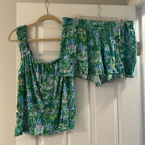 Lilly Pulitzer Green and Blue Pajama Set